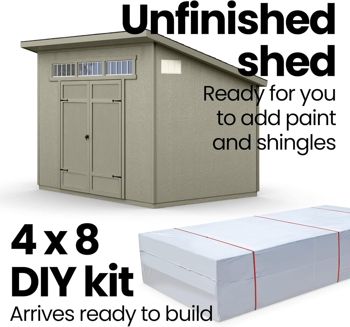 Flumarza 10x7.5 Ft Wood Storage Shed with Floor Kit (Paint & Roofing Shingles Not Included)