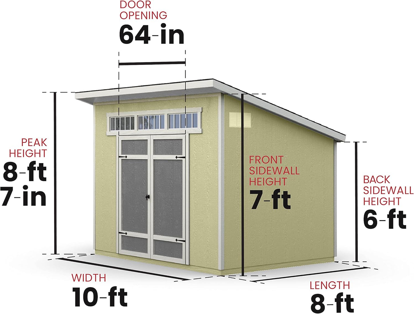 Flumarza 10x7.5 Ft Wood Storage Shed with Floor Kit (Paint & Roofing Shingles Not Included)